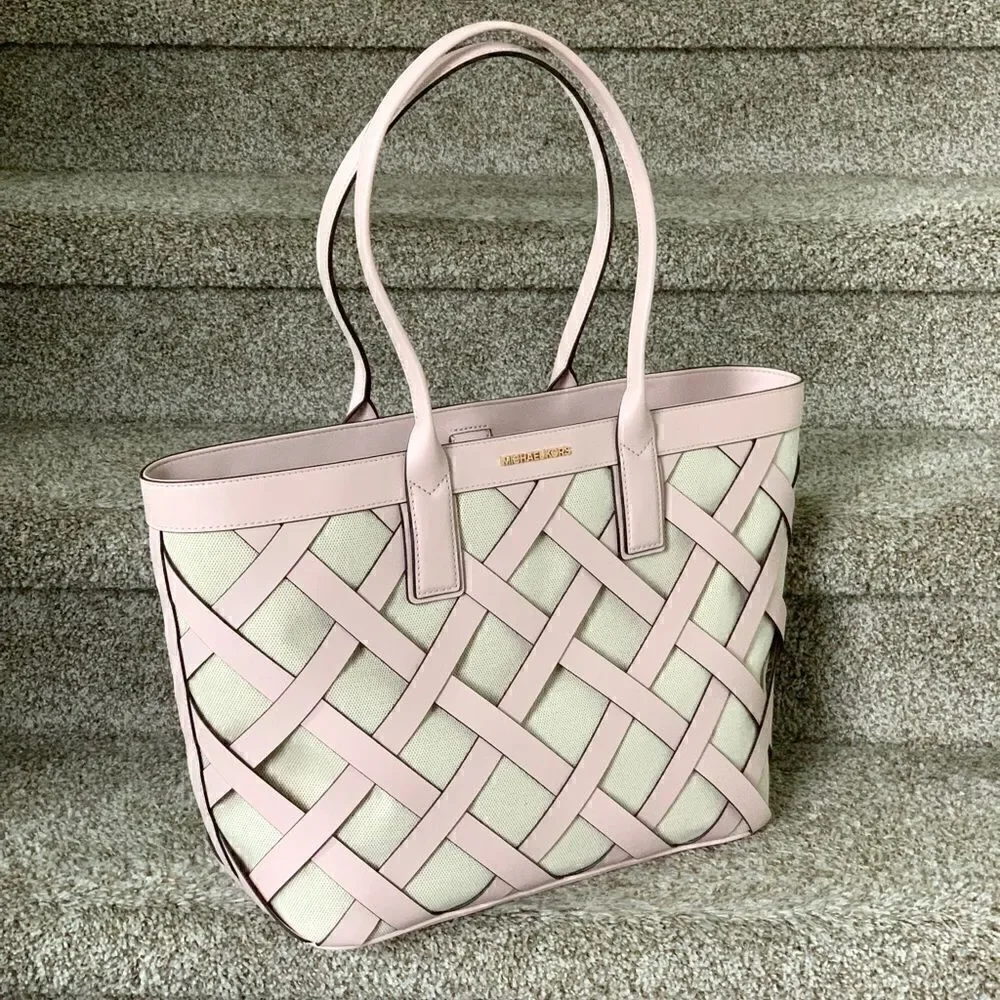 Michael Kors Sienna Leather with Canvas Large Tote